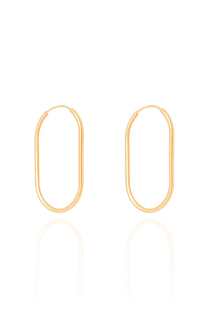 Brinco Argola Encaixe Fio Oval 3.1 cm Banhado a Ouro 18K