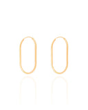 Brinco Argola Encaixe Fio Oval 3.1 cm Banhado a Ouro 18K