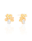 Brinco Flor Gota Pontos de Luz Cristal Banhado a Ouro 18K