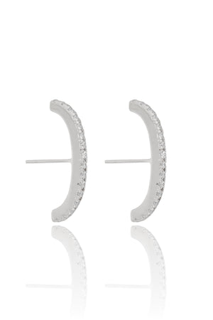 Ear Hook Filete Cravejado Cristal Ródio Branco