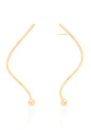 Brinco Fio Espiral Bola Lisa Banhado a Ouro 18K