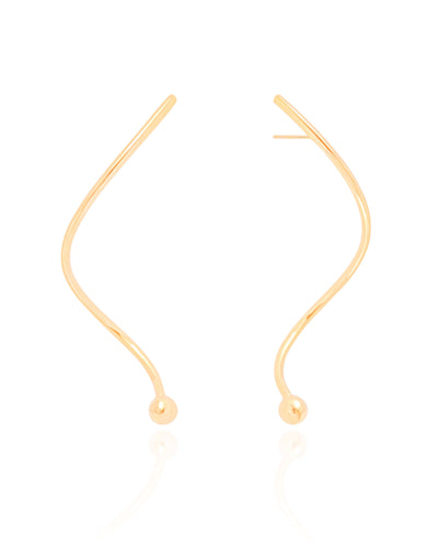 Brinco Fio Espiral Bola Lisa Banhado a Ouro 18K