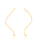 Brinco Fio Espiral Bola Lisa Banhado a Ouro 18K