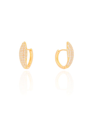 Brinco Argola Click Gota Cravejado Cristal 1.8 cm Banhado a Ouro 18K