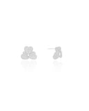 Brinco Três Corações Cravejados Cristal Ródio Branco