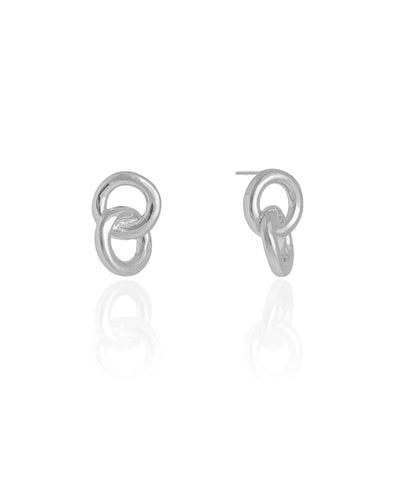 Brinco Círculos Entrelaçados Ródio Branco