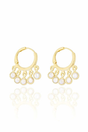 Brinco Argola Pérolas Penduradas Banhado a Ouro 18K