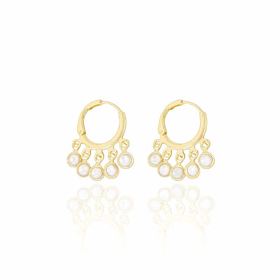 Brinco Argola Pérolas Penduradas 2,5 cm Banhado a Ouro 18K