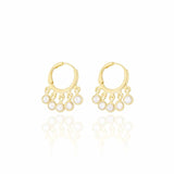 Brinco Argola Pérolas Penduradas Banhado a Ouro 18K