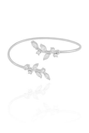 Bracelete Folhas Cristal Ródio Branco