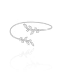 Bracelete Folhas Cristal Ródio Branco