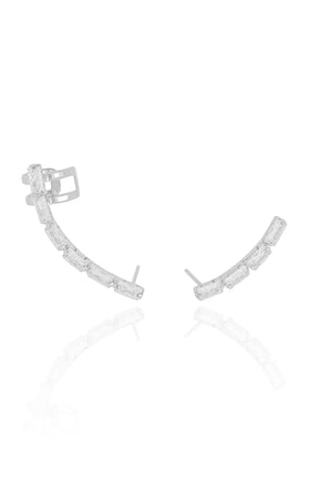 Brinco Ear Cuff Cristal Ródio Branco
