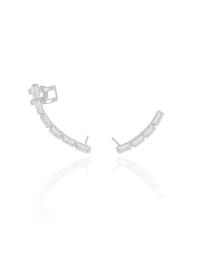 Brinco Ear Cuff Cristal Ródio Branco