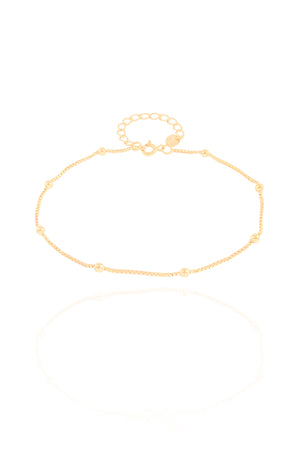 Tornozeleira Veneziana Bolinhas 1 mm Banhado a Ouro 18K