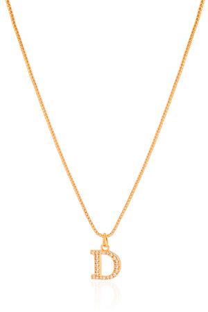 Gargantilha Veneziana Letra D Cravejada Cristal Banhado a Ouro 18K - 45 cm