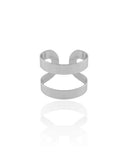 Anel Ajustável Dois Filetes Liso Tamanho G Ródio Branco