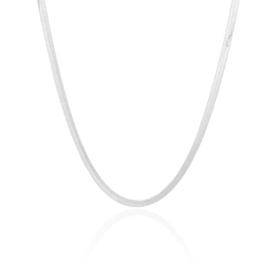 Choker Malha Fita 4 mm Ródio Branco - 32 cm
