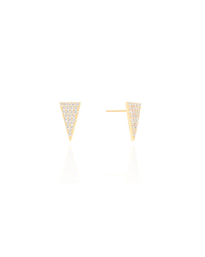 Brinco Triângulo Cravejado Cristal Banhado a Ouro 18K