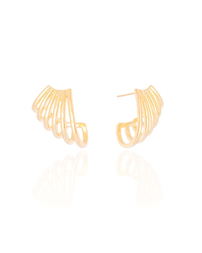 Brinco Ear Cuff Seis Filetes Lisos Banhado a Ouro 18K