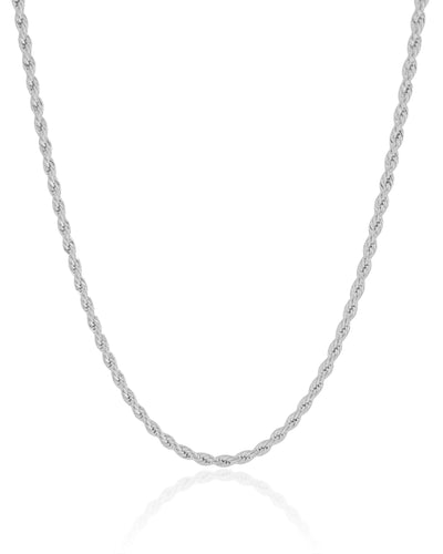 Choker Cordão Baiano 3 mm Ródio Branco - 32 cm