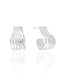 Brinco Argola Gota Filetes Liso 3.1 cm Ródio Branco