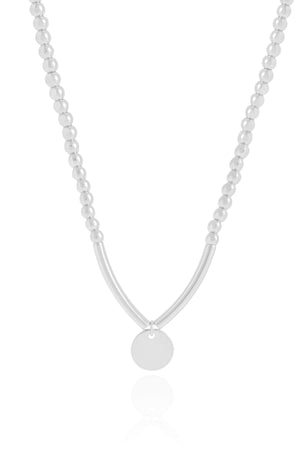 Choker Bolinhas Pingente Redondo Ródio Branco