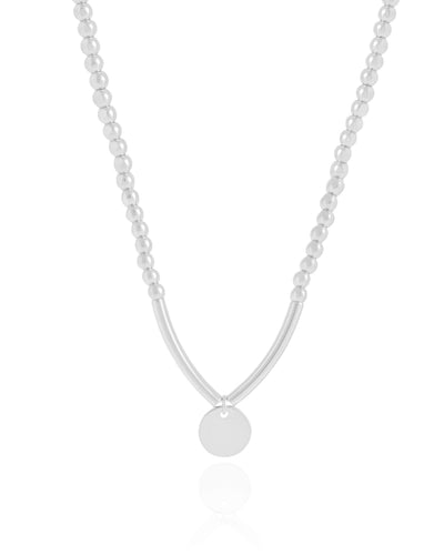 Choker Bolinhas Pingente Redondo Ródio Branco