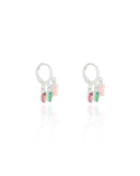 Brinco Argola Cristais Coloridos Ródio Branco