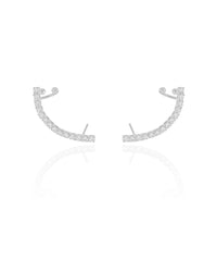 Ear Cuff Cravejado Cristal Ródio Branco
