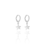 Brinco Argola Estrela Flat Lisa Ródio Branco
