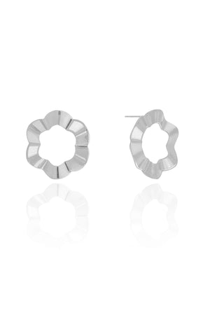 Brinco Flor Vazada Orgânica 2.0 cm Ródio Branco