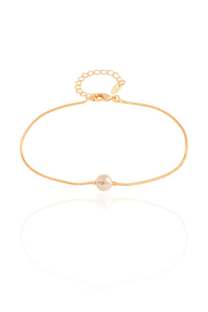 Pulseira Veneziana Pérola 6 mm Banhado a Ouro 18K