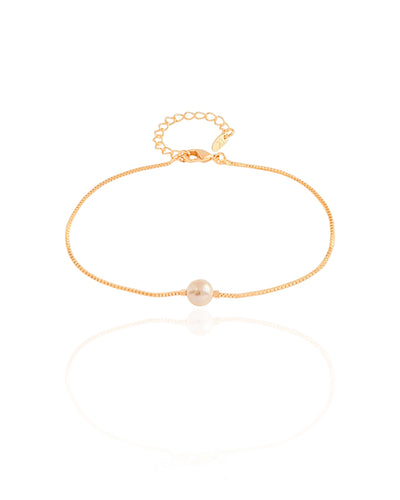 Pulseira Veneziana Pérola 6 mm Banhado a Ouro 18K