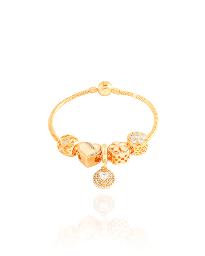 Pulseira Berloque Pingente Coração Cravejado