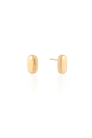 Brinco Oval Liso 1.2 cm Banhado a Ouro 18K