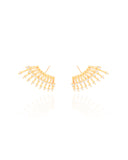 Ear Cuff Filetes Cravejados Cristal Banhado a Ouro 18K