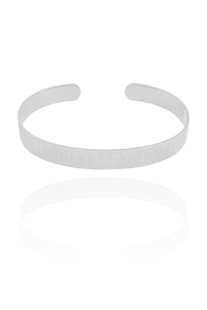 Bracelete Riscado Texturizado 7 mm Ródio Branco