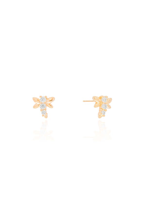 Brinco Abelha Cristal Banhado a Ouro 18K