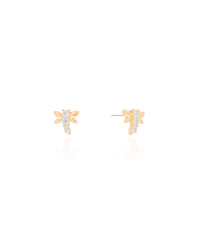 Brinco Abelha Cristal Banhado a Ouro 18K