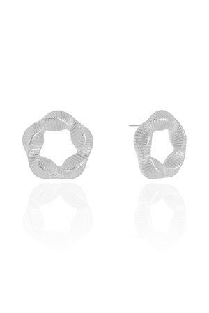 Brinco Argola Frontal Torcida Texturizada 2.0 cm Ródio Branco