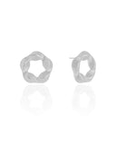 Brinco Argola Frontal Torcida Texturizada 2.0 cm Ródio Branco