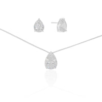 Conjunto Gota Cristal Ródio Branco