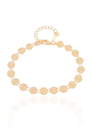 Pulseira Plaquinhas Redondas Flat 6 mm Banhado a Ouro 18K