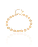 Pulseira Plaquinhas Redondas Flat 6 mm Banhado a Ouro 18K