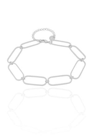 Pulseira Elos Ovais 8 mm Ródio Branco