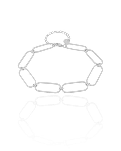 Pulseira Elos Ovais 8 mm Ródio Branco