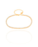 Pulseira Riviera Baguetes Cristal 3 mm Banhado a Ouro 18K