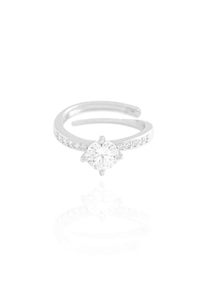 Anel Ponto de Luz Cravejado Cristal Tamanho 18 Ródio Branco