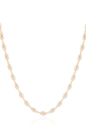 Gargantilha Pérolas Ovais Banhado a Ouro 18K - 40 cm