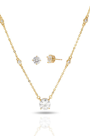 Conjunto Gargantilha e Brinco  Ponto de luz Cristal